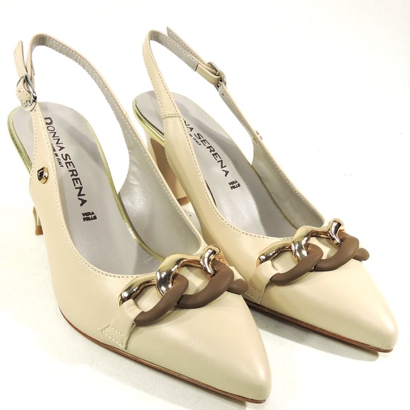 DONNA SERENA 🇮🇹 WOMEN'S BEIGE LEATHER SUMMER SANDALS - Picture 2 of 7